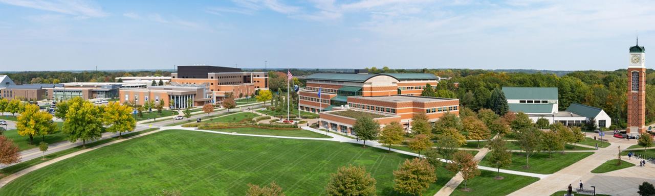 Aerial view of GVSU's Allendale campus